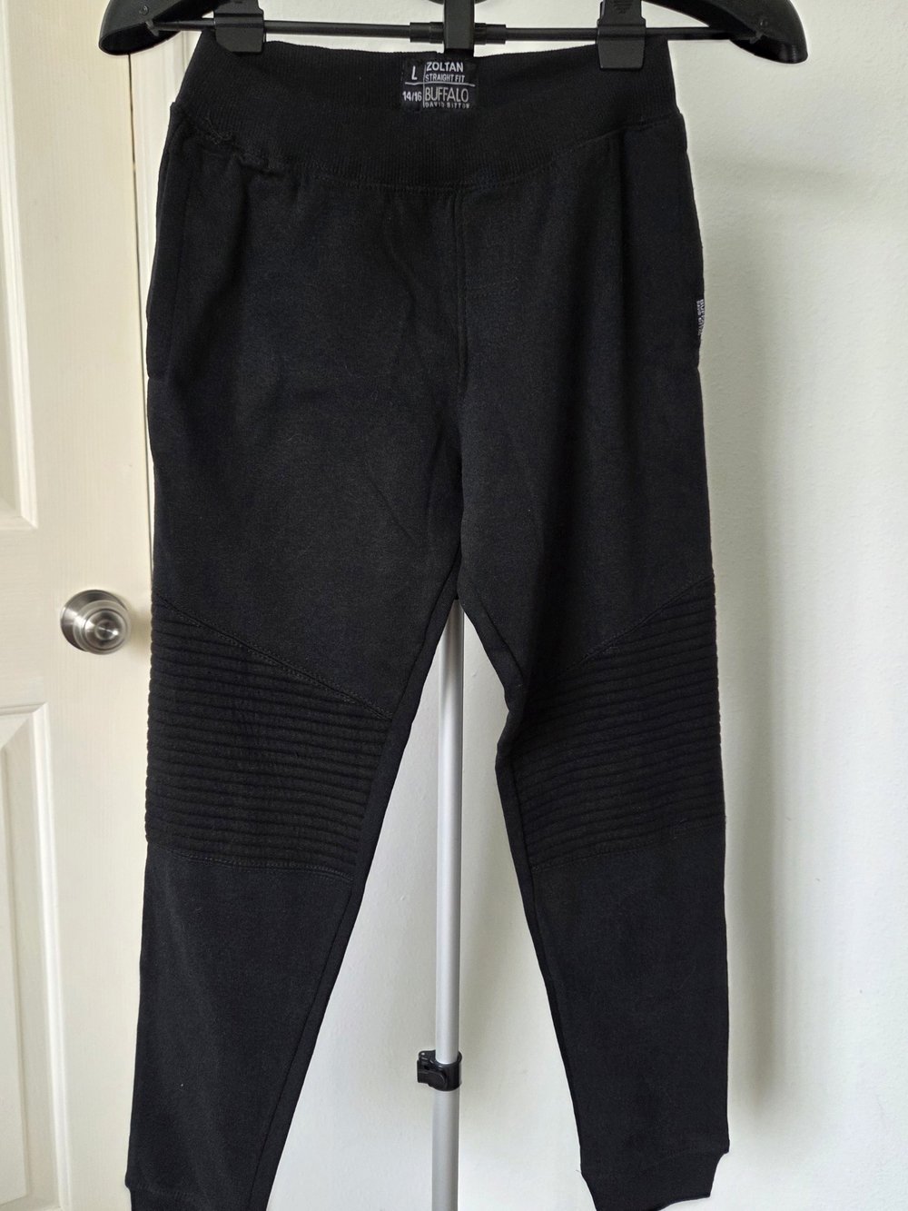 Buffalo David Bitton Black Ribbed-Knee Joggers